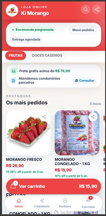 Loja virtual publicada no celular